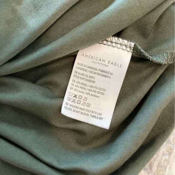 American Eagle army green baby Doll Top empire waist size large fall comfy - Picture 6 of 6